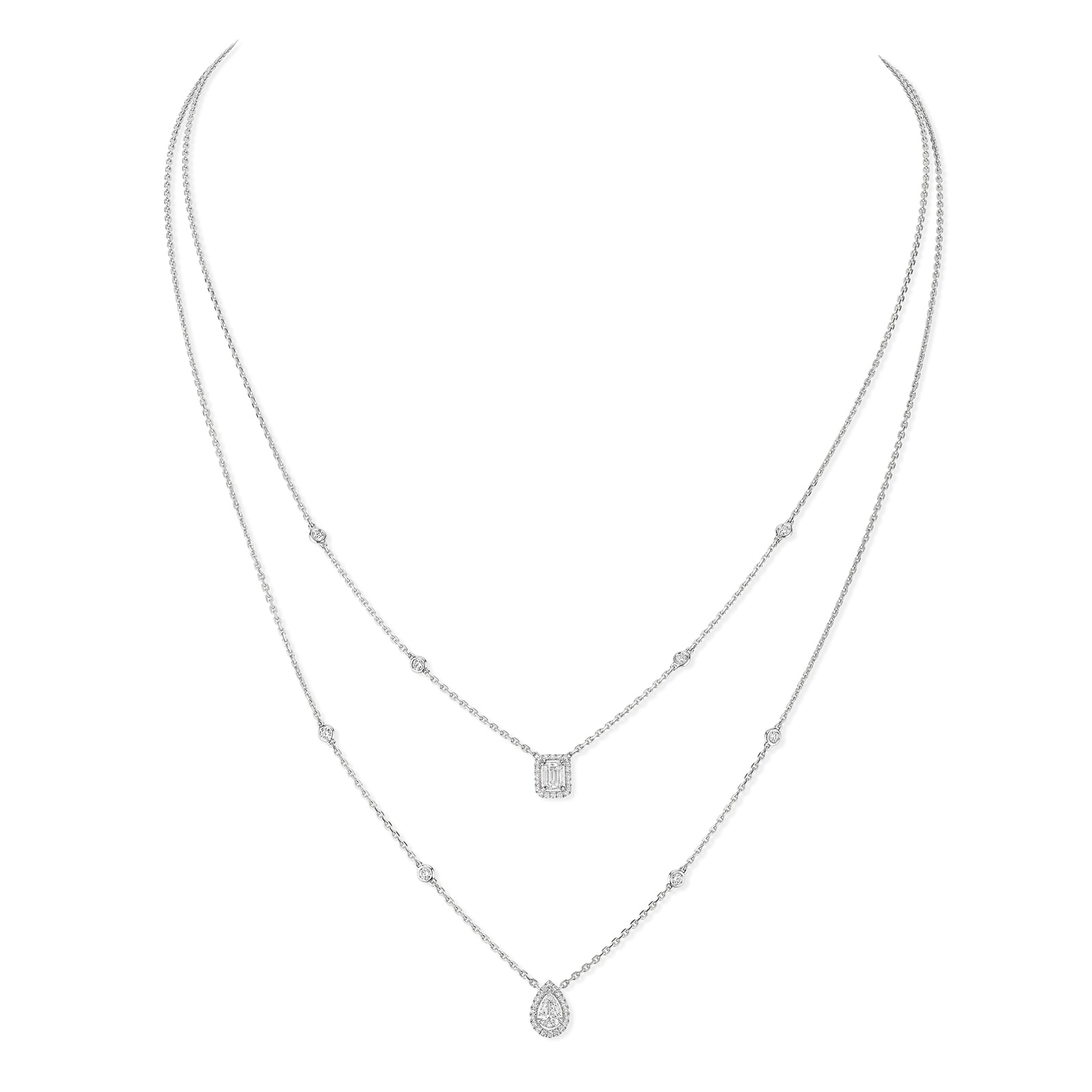 Messika 18k White Gold 0.76cttw Diamond My Twin 2-Row Necklace
