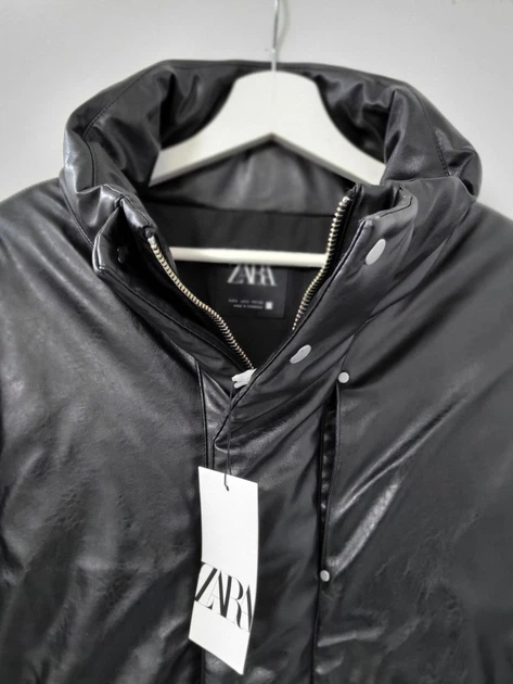 Стьобана куртка зі штучної шкіри Zara L чорний 4695\406\800