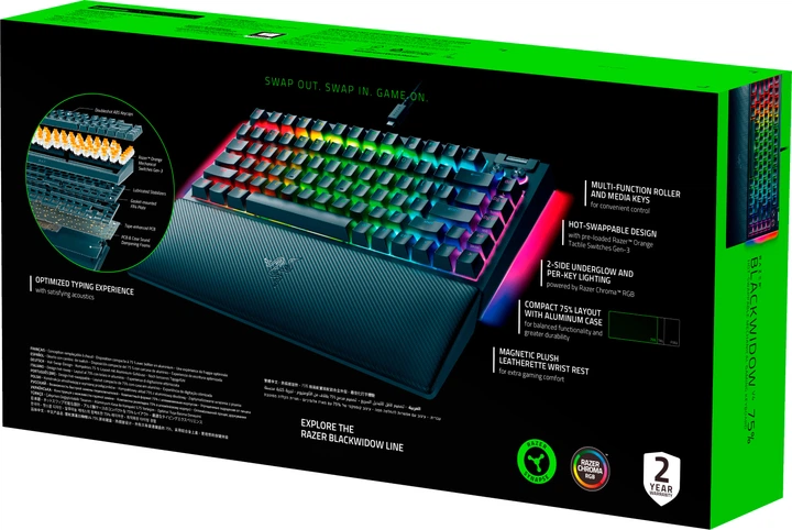 Клавиатура проводная Razer BlackWidow V4 75% Black (RZ03-05000100