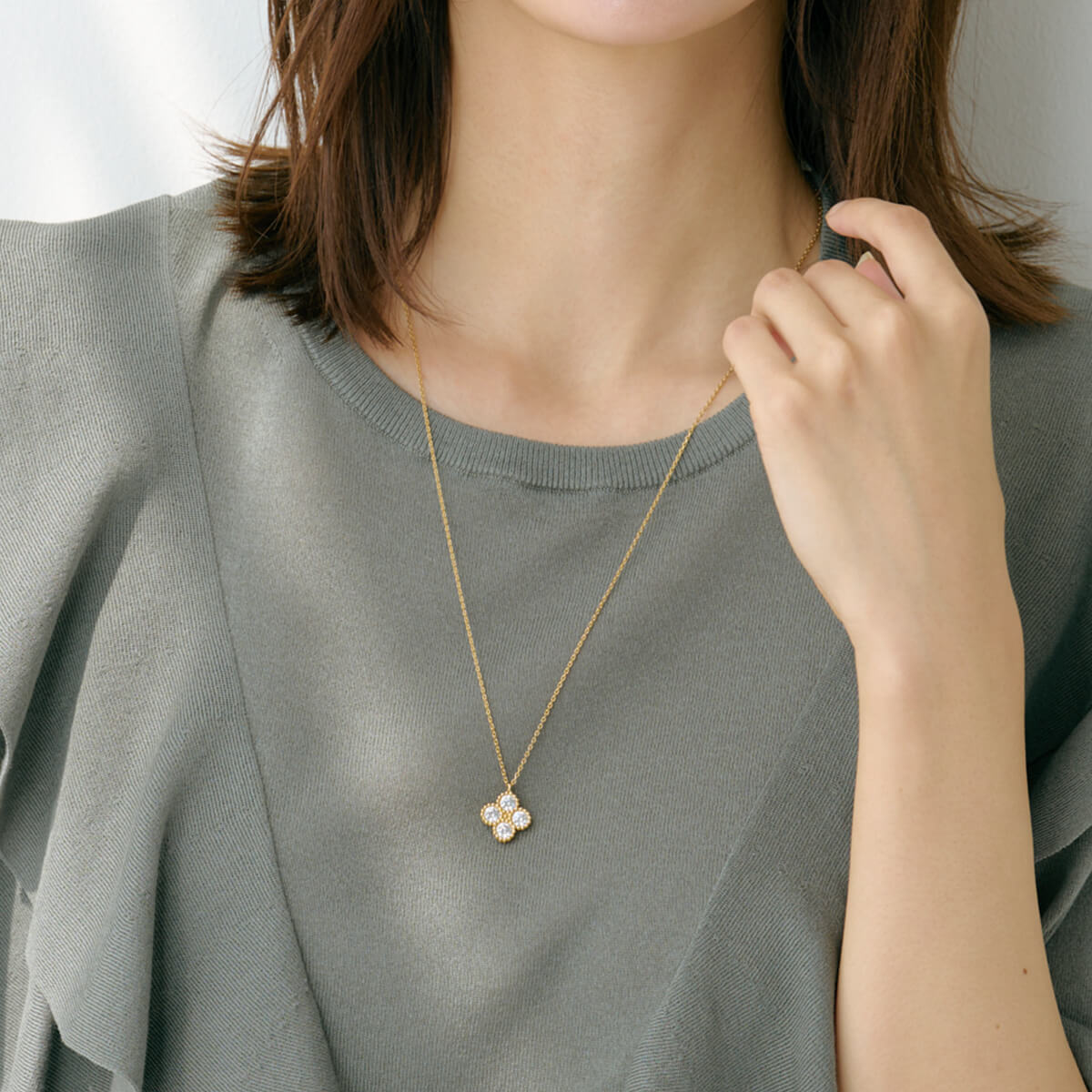 直営店限定】Lierrey クローバーネックレス （レディース／長さ：60cm