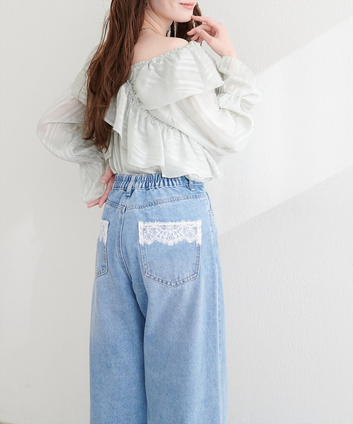 ポケットレースワイドデニムパンツ | natural couture(ナチュラル