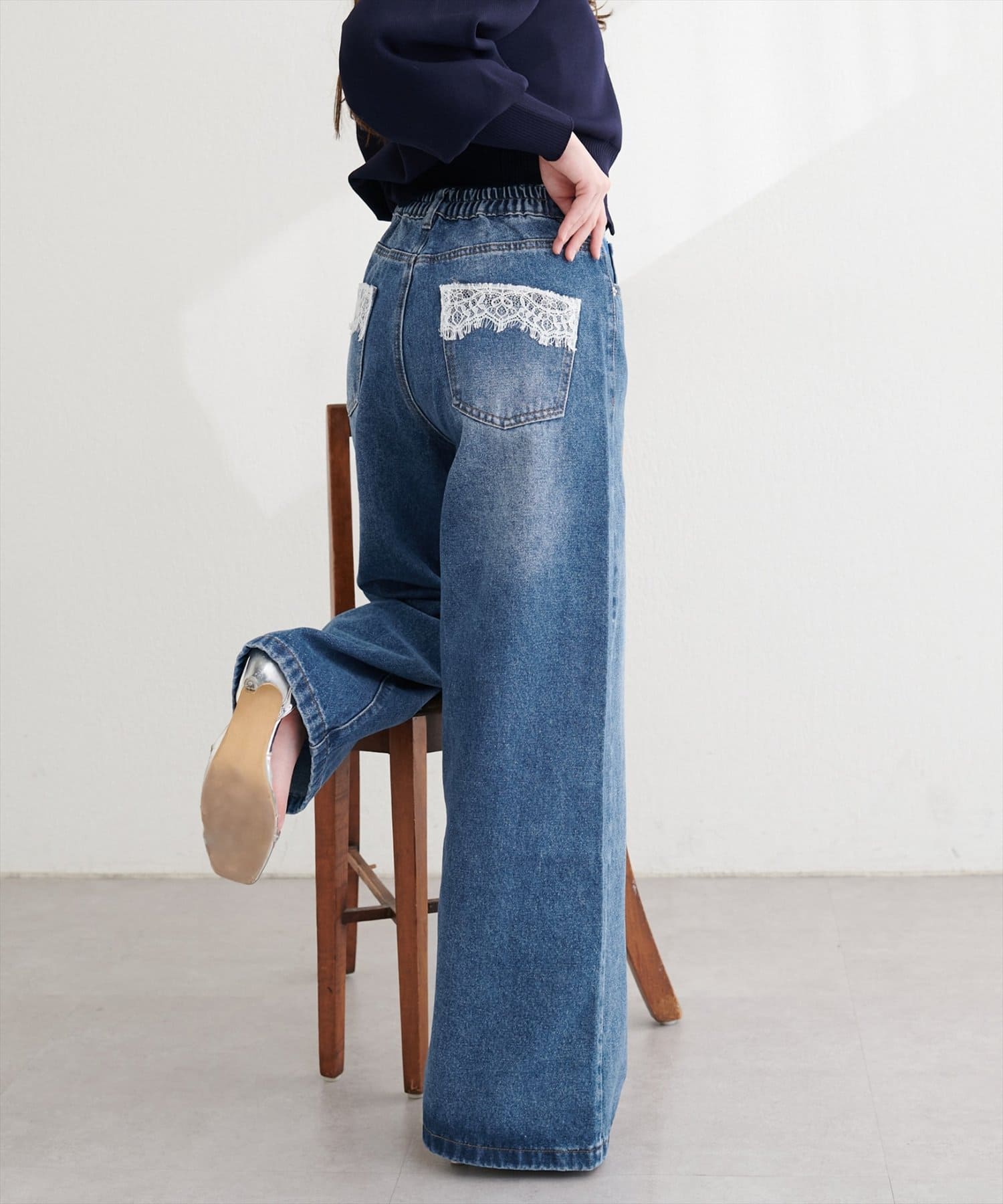 ポケットレースワイドデニムパンツ | natural couture(ナチュラル