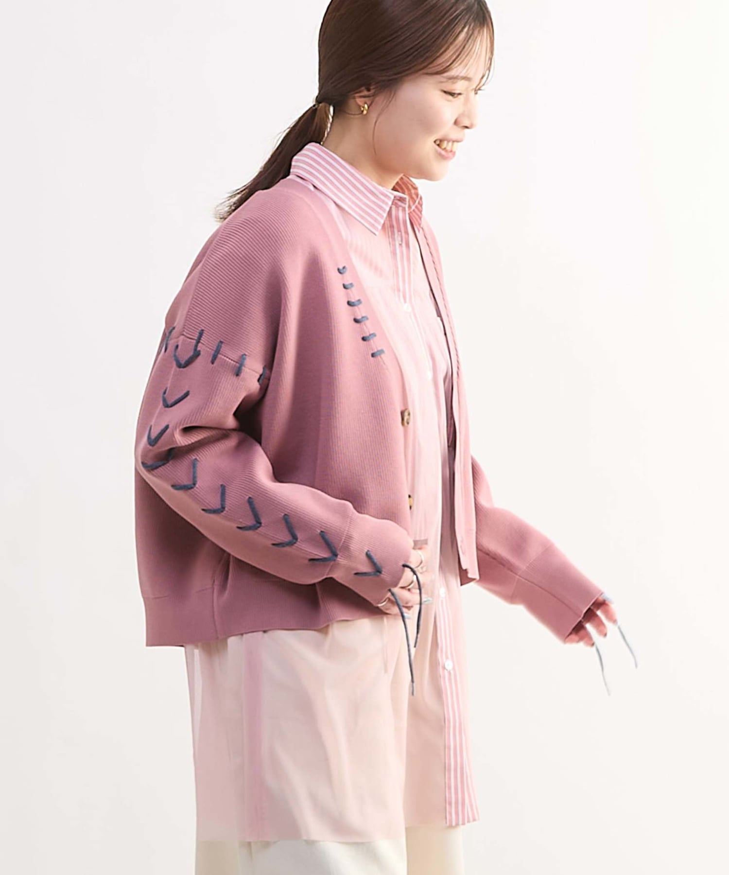 BLANKET STITCH KNIT SHORT CARDIGAN｜CONVERSE TOKYO (コンバース