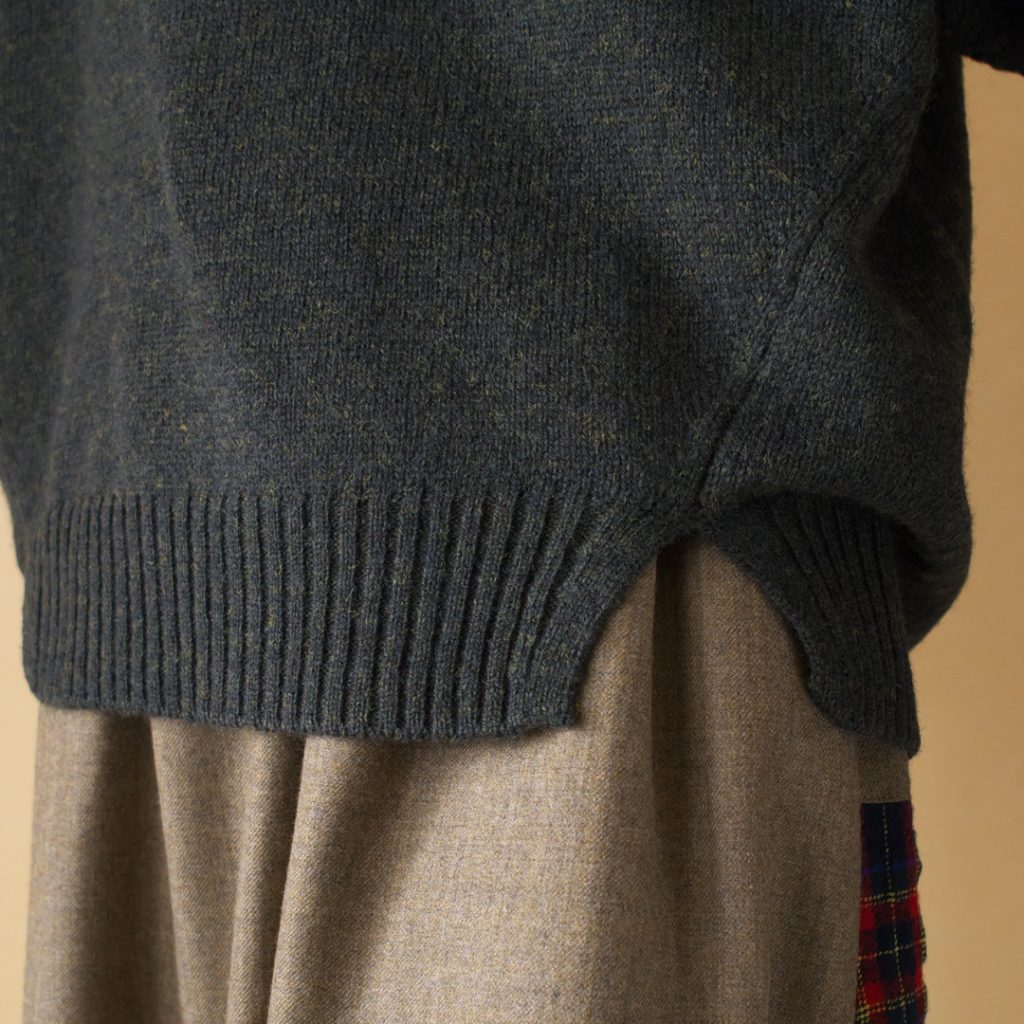 pritシェットランドウール5G天竺編み 2wayプルオーバーニット