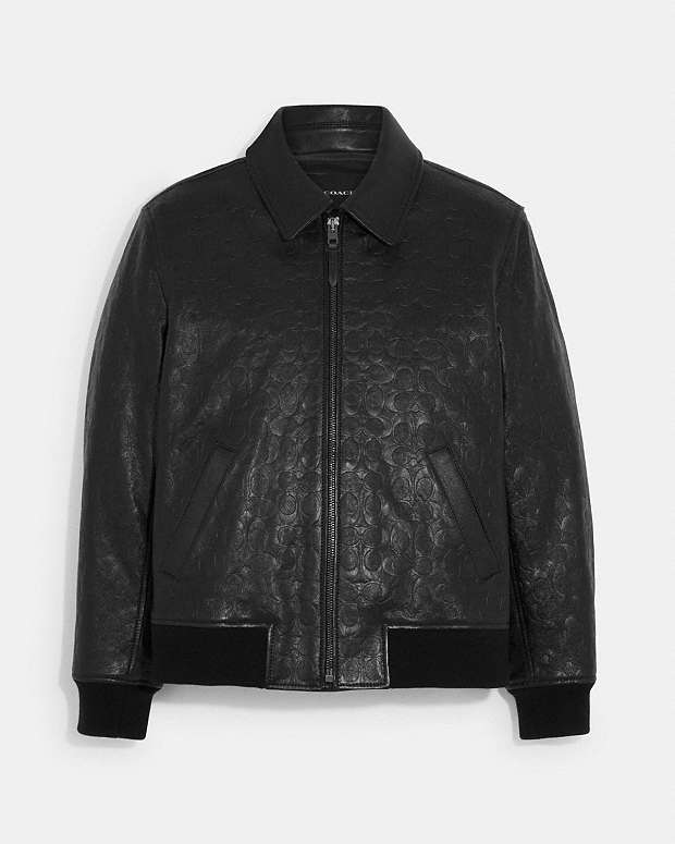 公式】コーチアウトレット | レザー シグネチャー ジャケット
