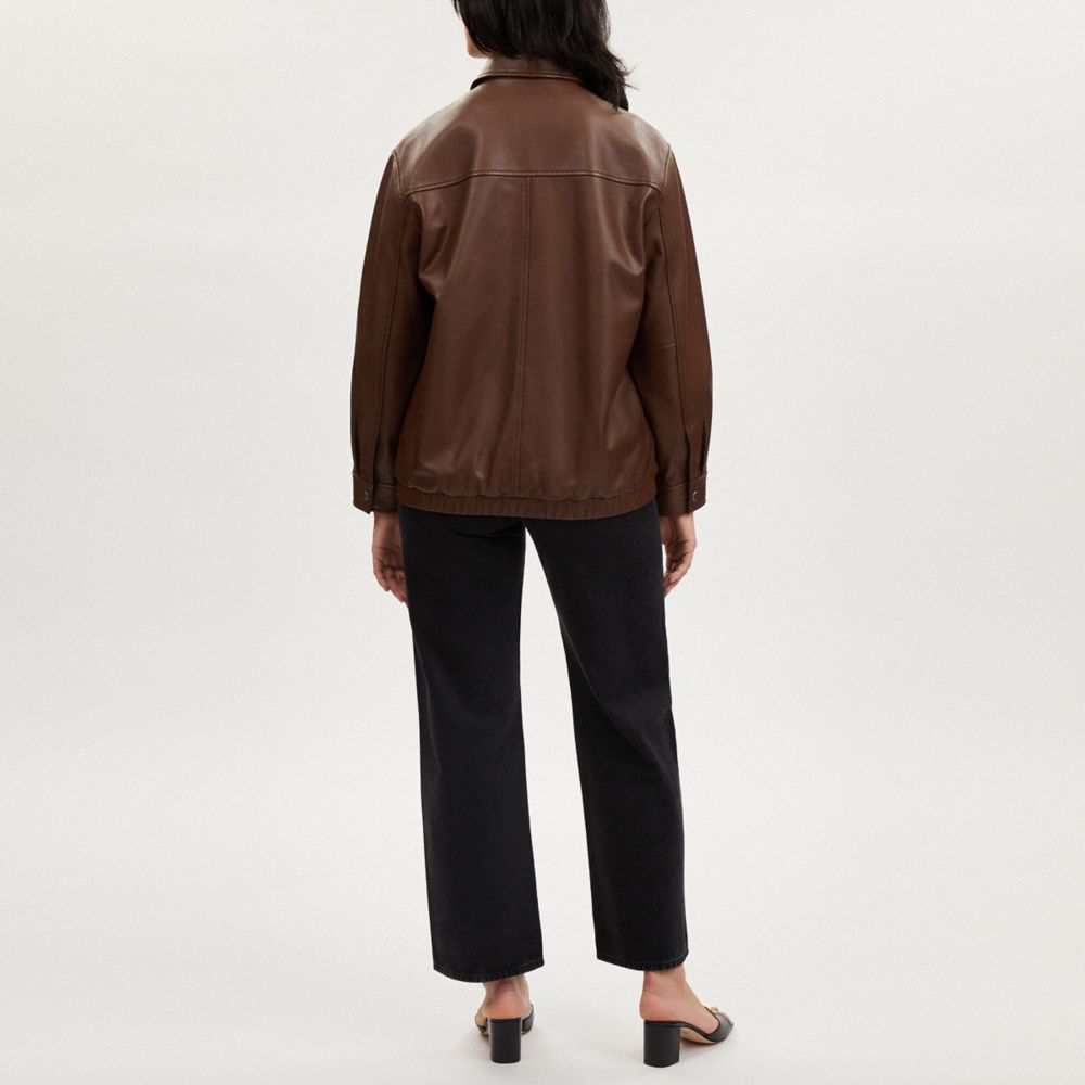 公式】コーチアウトレット | オーバーサイズド レザー ジャケット