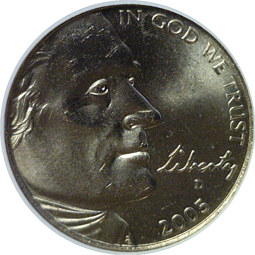 2005-D 'Speared Bison' Jefferson Nickel - NGC MS-65 - Coast to