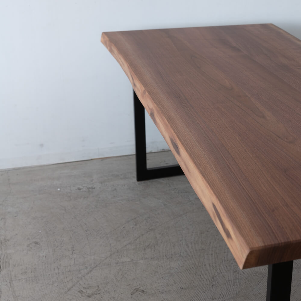 現品SLAE］耳付きテーブル 1800 ブラックウォールナット 天板42mm