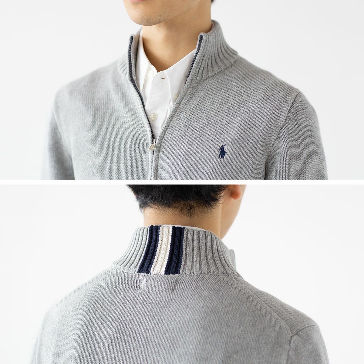 ポロ ラルフローレン コットンニット フルジップ セーター チャンキー