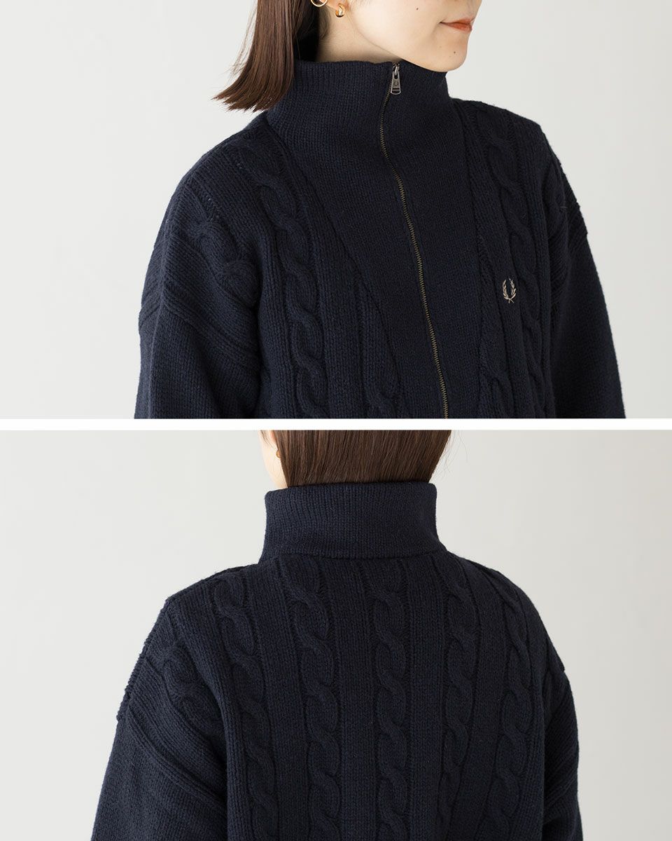 フレッドペリー ハーフジップ ケーブル ニット ジャンパー FRED PERRY