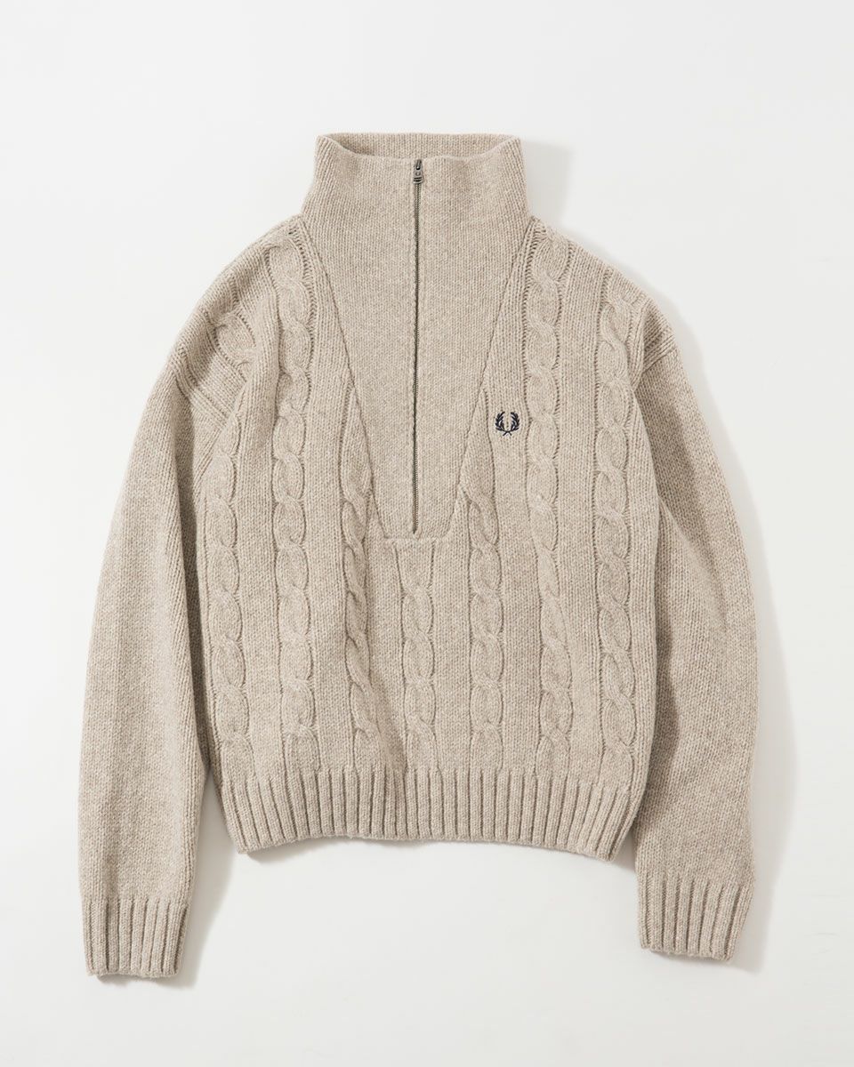 フレッドペリー ハーフジップ ケーブル ニット ジャンパー FRED PERRY