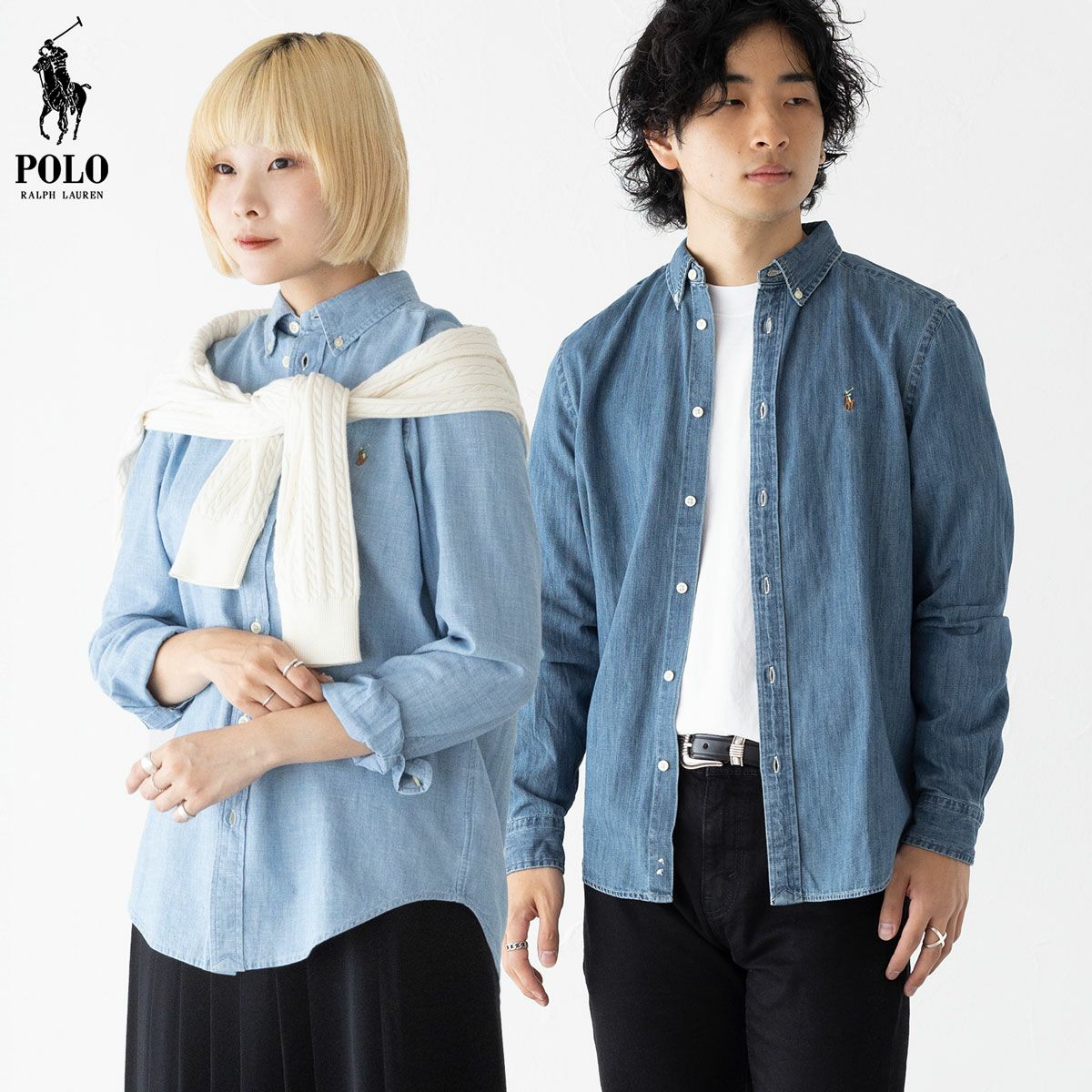 ポロ ラルフローレン デニム シャンブレー ボタンダウン シャツ POLO