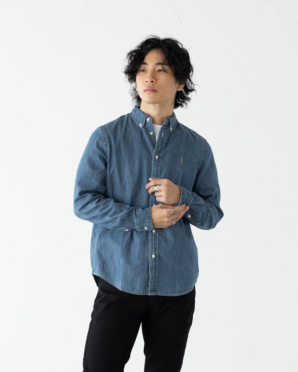 ポロ ラルフローレン デニム シャンブレー ボタンダウン シャツ POLO
