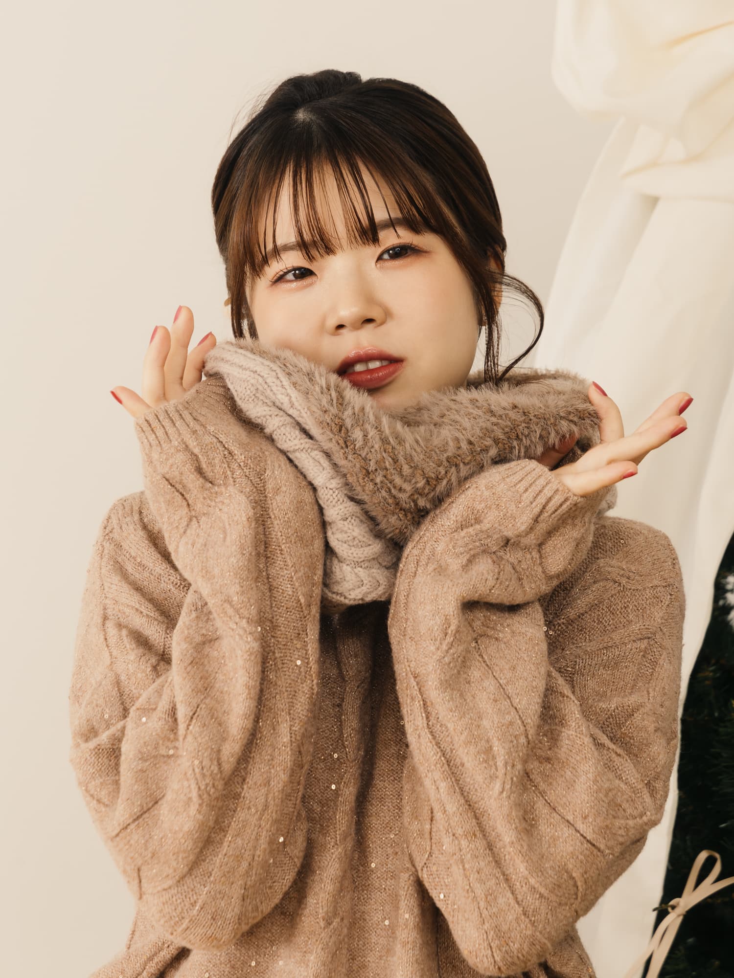 YUNA SANTA】スパンコールケーブルミックスニット | 小柄・低身長女性