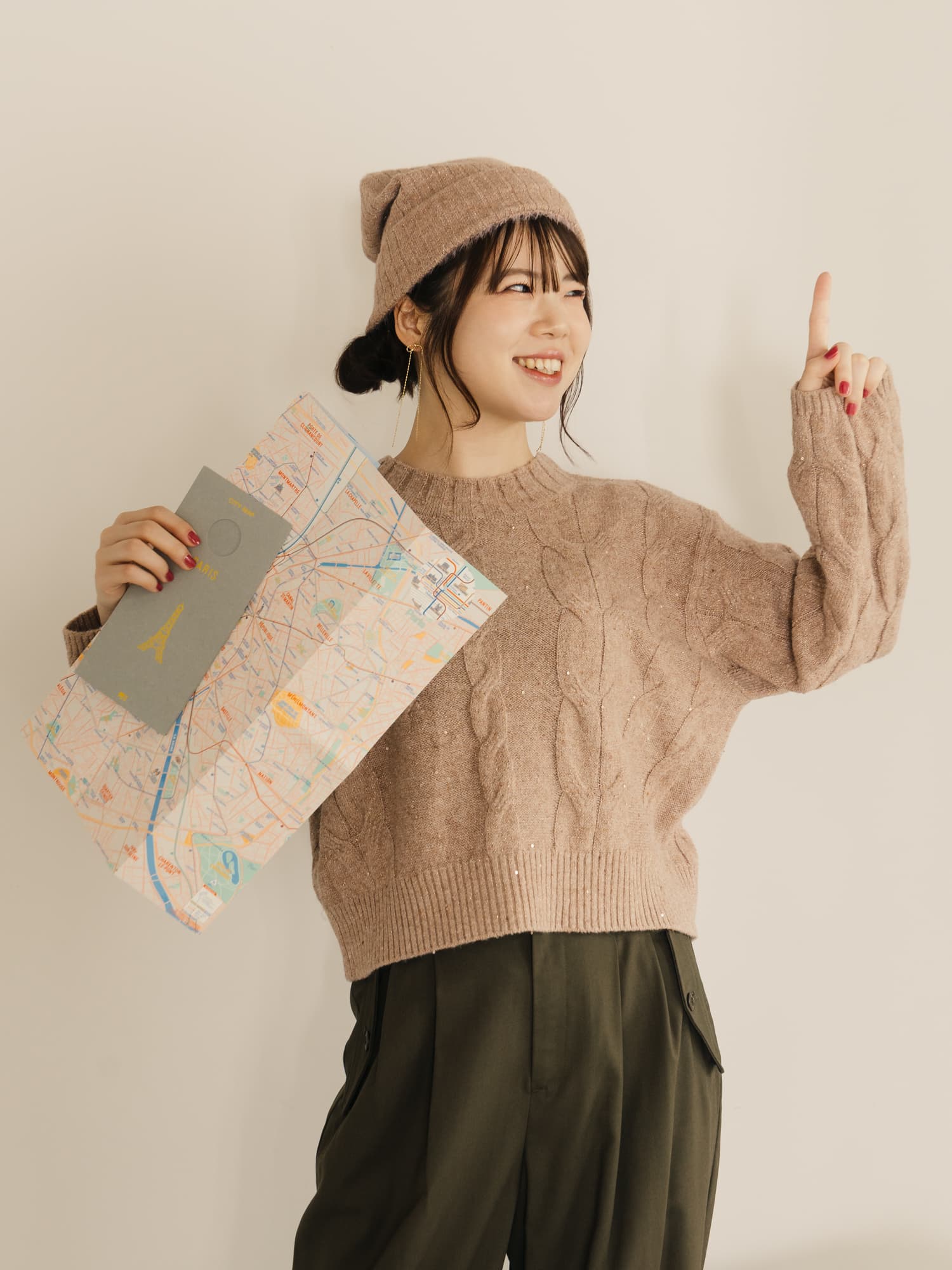 YUNA SANTA】スパンコールケーブルミックスニット | 小柄・低身長女性