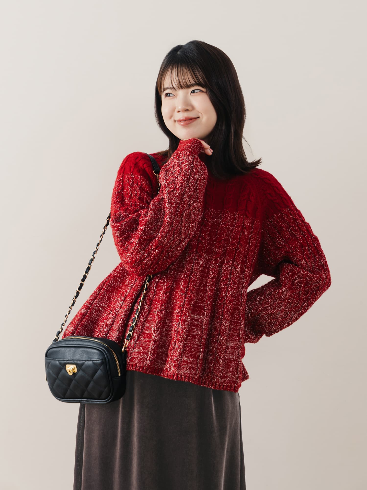 ラメグラデーションケーブルニット | 小柄・低身長女性向け