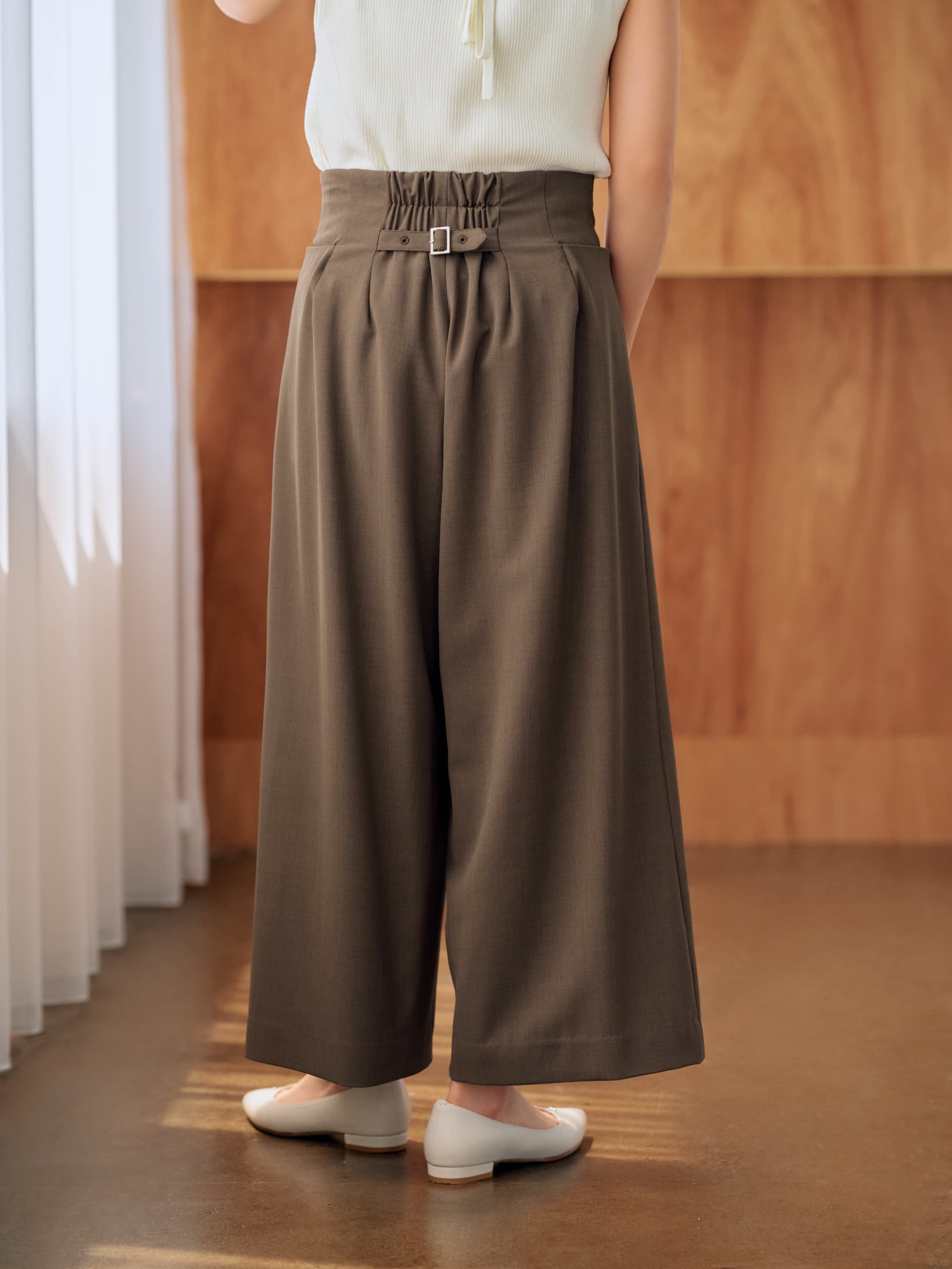 ハイウエストサイドポケットストレートパンツ-short & regular | 小柄