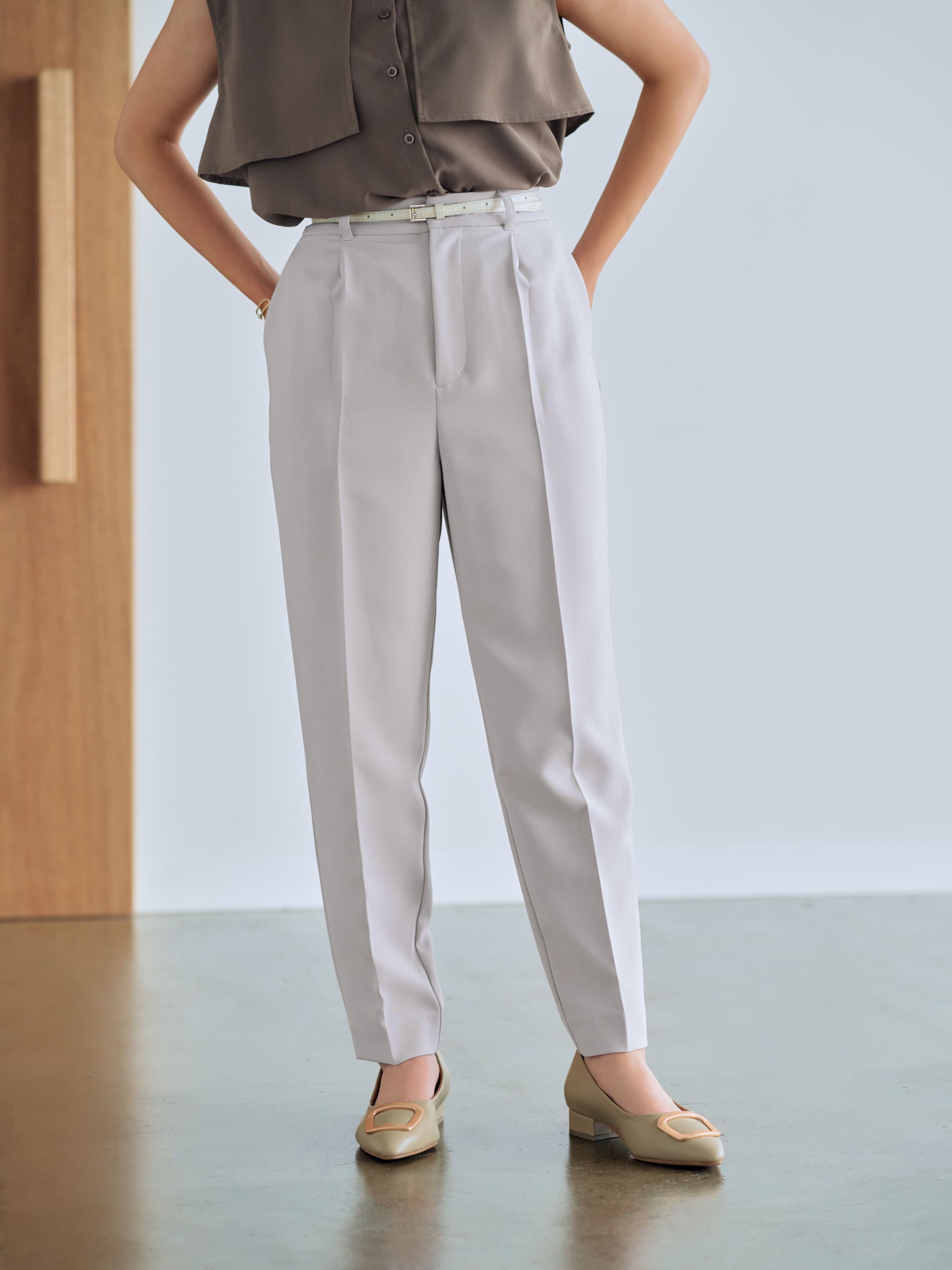 ダブルクロスウォッシャブルテーパードパンツ-short & regular | 小柄