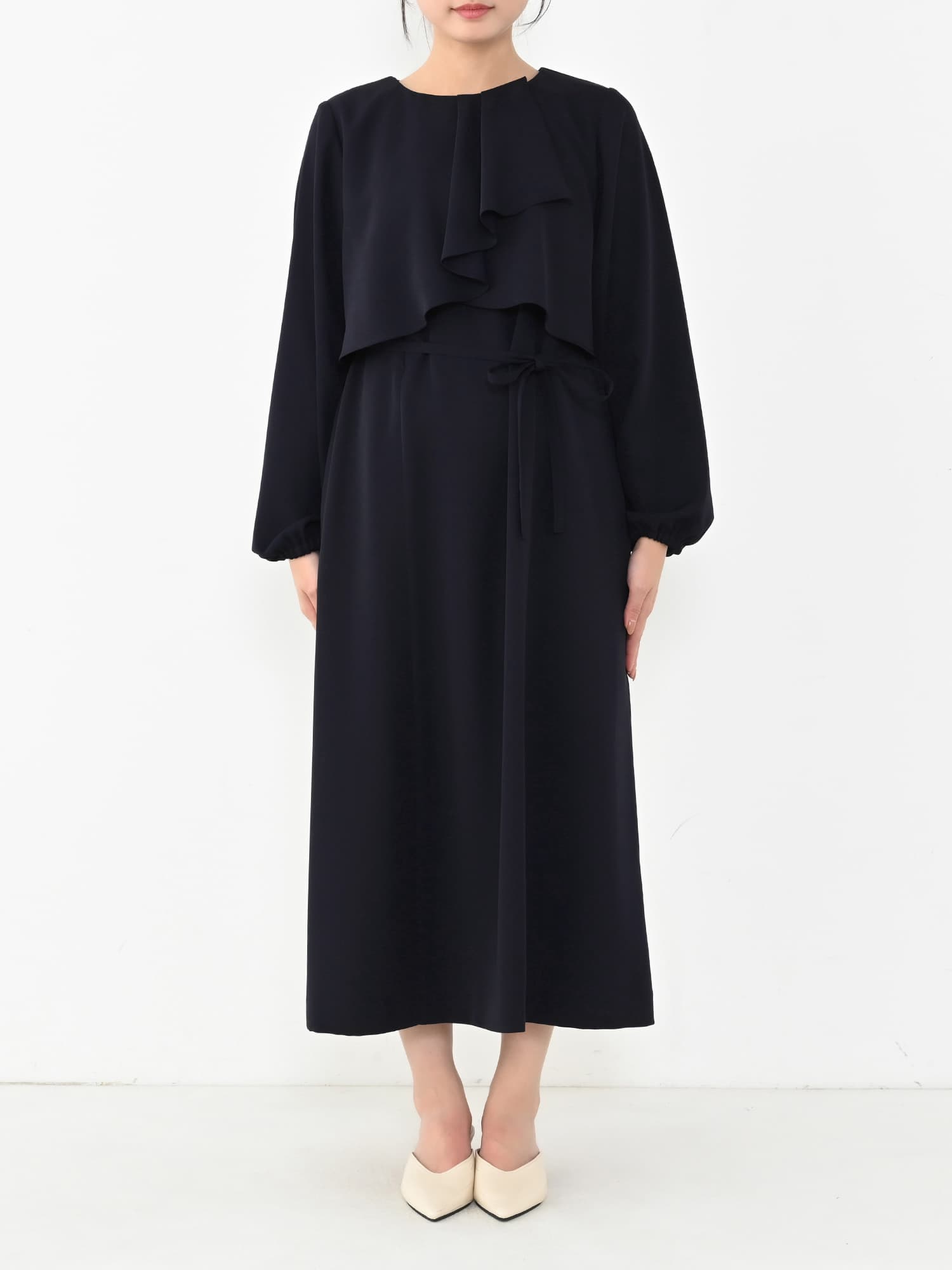 cahoさんコラボ】ソフトドビーアシメラッフルワンピース-short