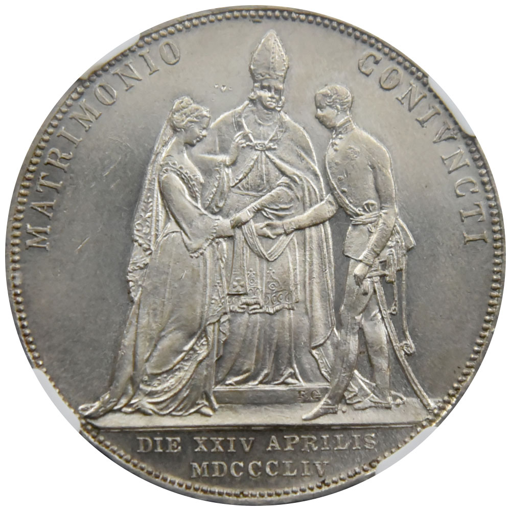 オーストリア 1854A フランツ・ヨーゼフ1世 2G 銀貨 NGC MS 62 3954575005