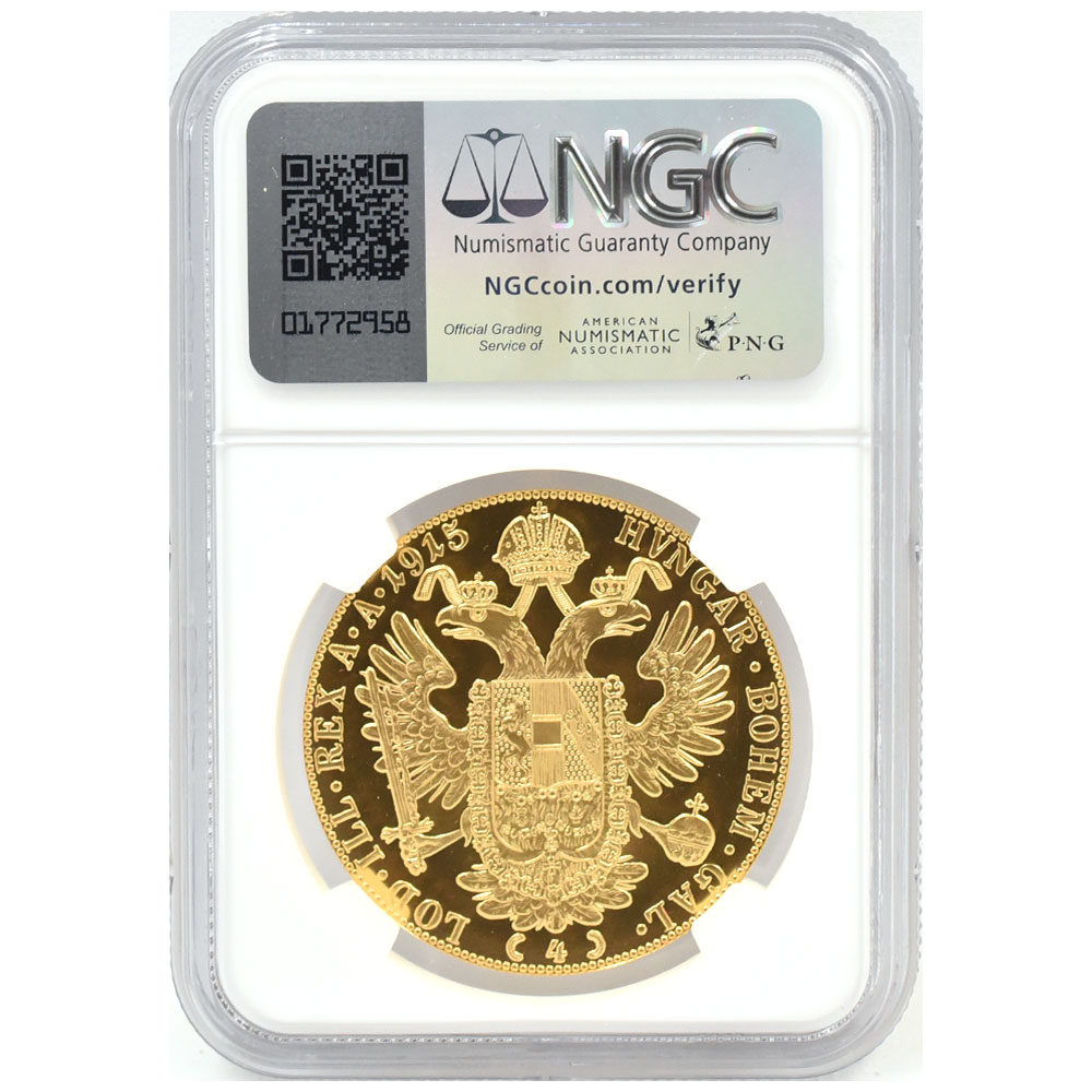 オーストリア 1915 フランツ・ヨーゼフ1世 4ダカット 金貨 NGC MS70