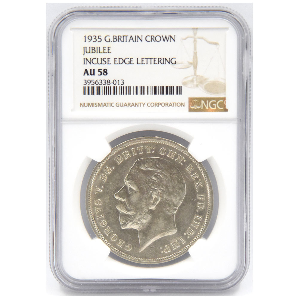 イギリス 1935 ジョージ5世 クラウン 銀貨 NGC AU 58 シルバー