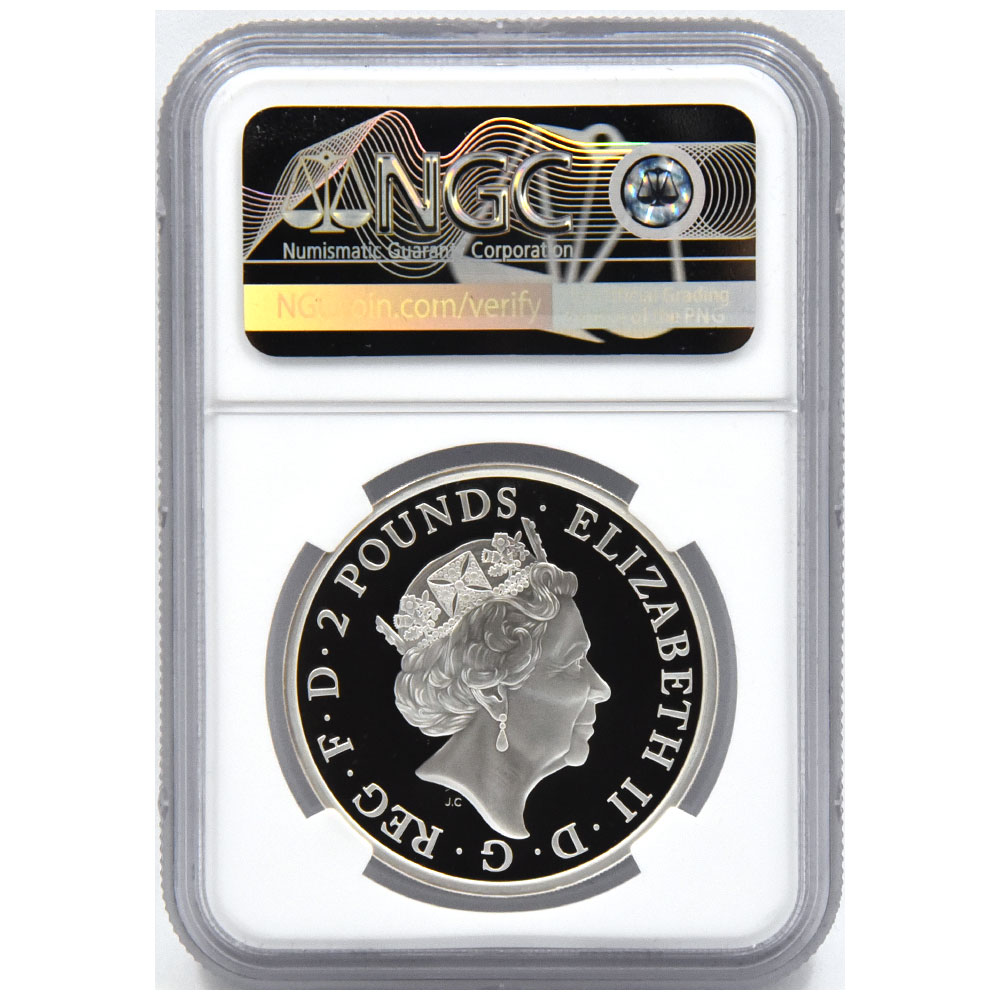 イギリス 2018 エリザベス2世 2ポンド 銀貨 NGC PF 70 ULTRA CAMEO