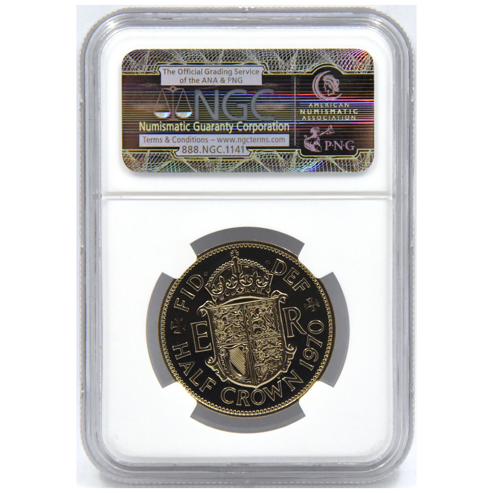 イギリス 1970 エリザベス2世 ハーフクラウン 白銅貨 NGC PF 66 3480764007