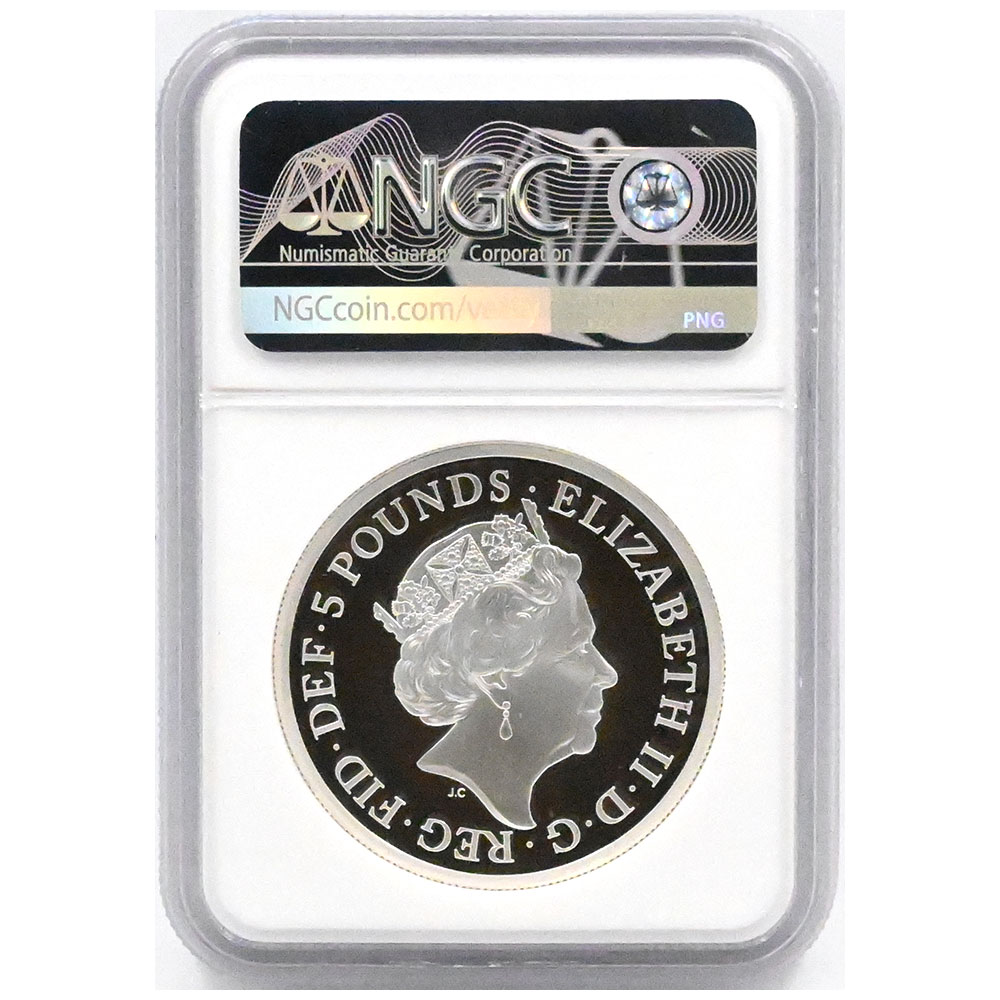 イギリス 2019 エリザベス2世 5ポンド 銀貨 NGC PF69UC ウナ＆ライオン