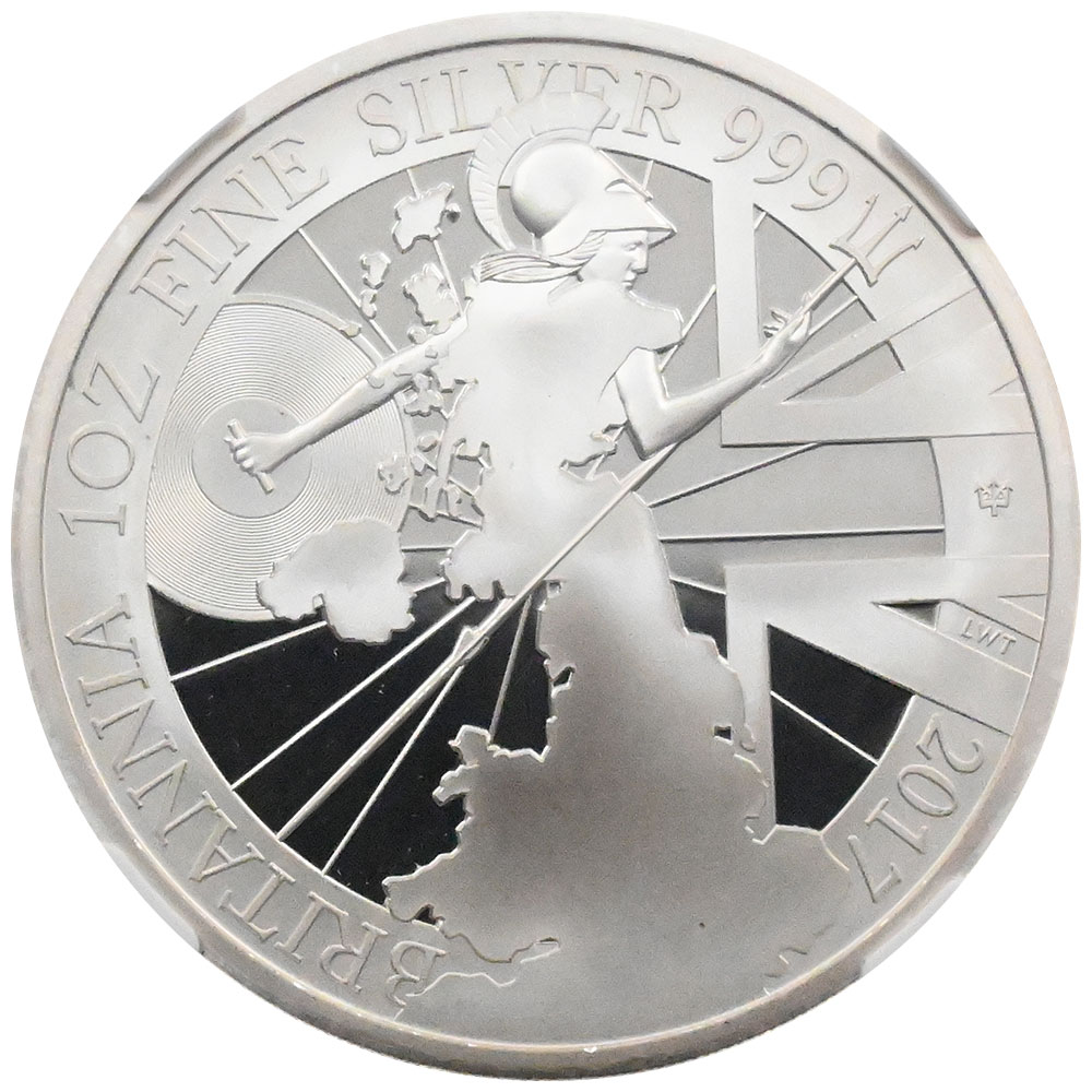 イギリス 2017 エリザベス2世 2ポンド1オンス 銀貨 NGC PF70UC