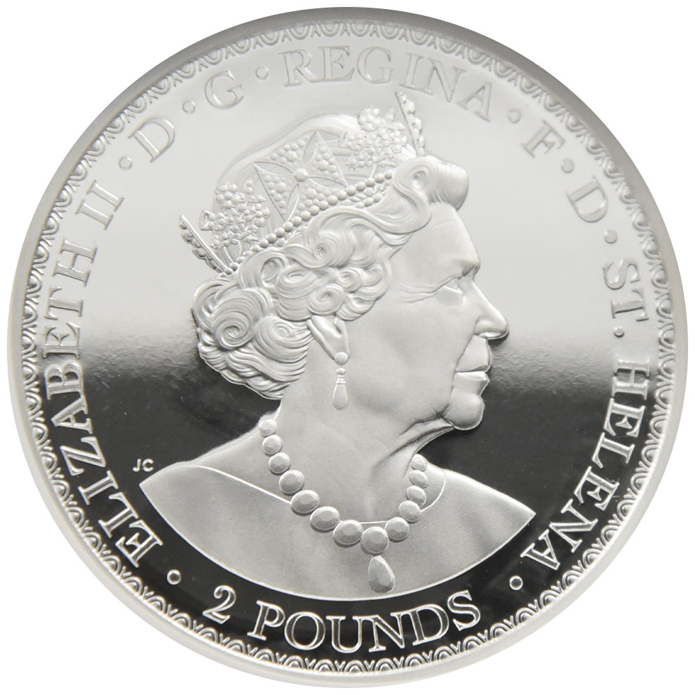 セントヘレナ 2021 エリザベス2世 2ポンド2オンス 銀貨 NGC PF70 ウナ