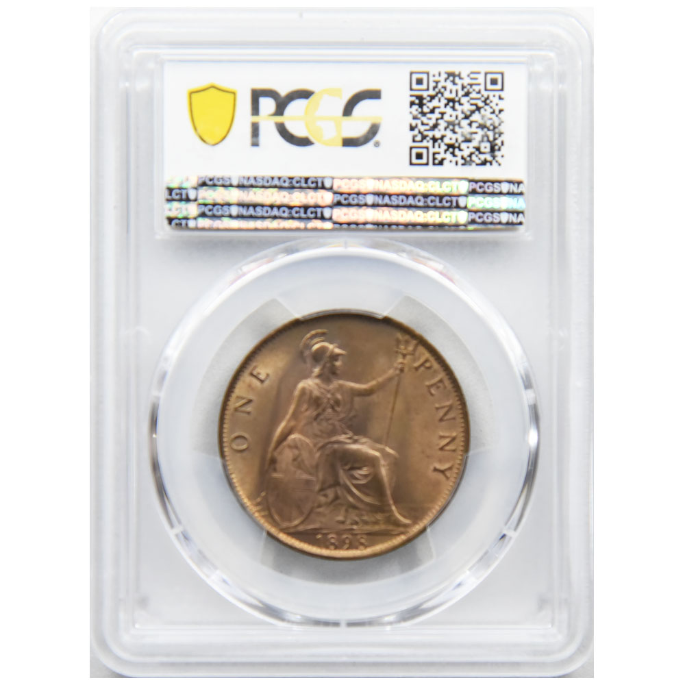 イギリス 1898 ヴィクトリア女王 1ペニー 銅貨 PCGS MS 64RB オールド