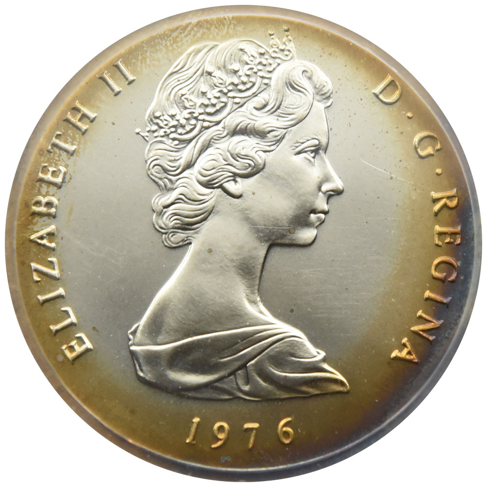 タークス・カイコス諸島 1976 エリザベス2世 20クラウン 銀貨 PCGS