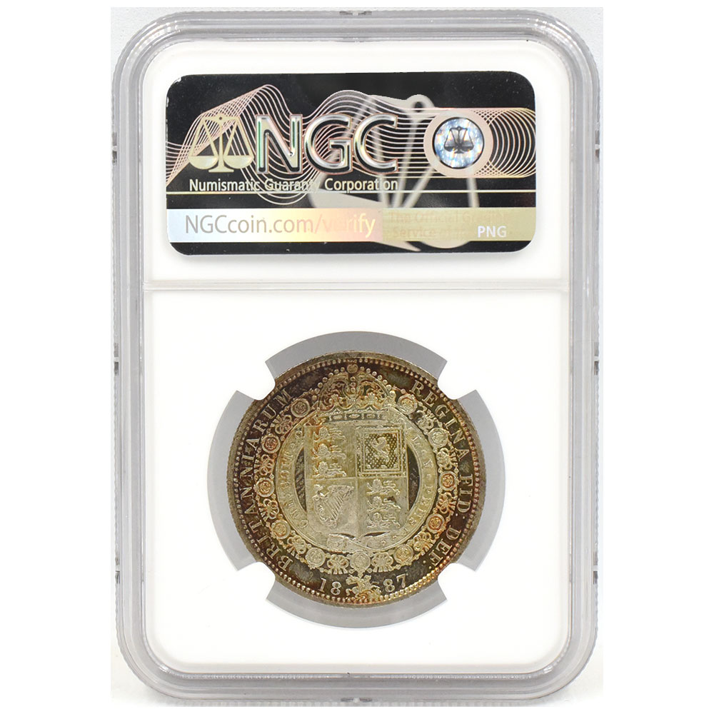 イギリス 1887 ヴィクトリア ハーフクラウン 銀貨 NGC MS65 ジュビリー