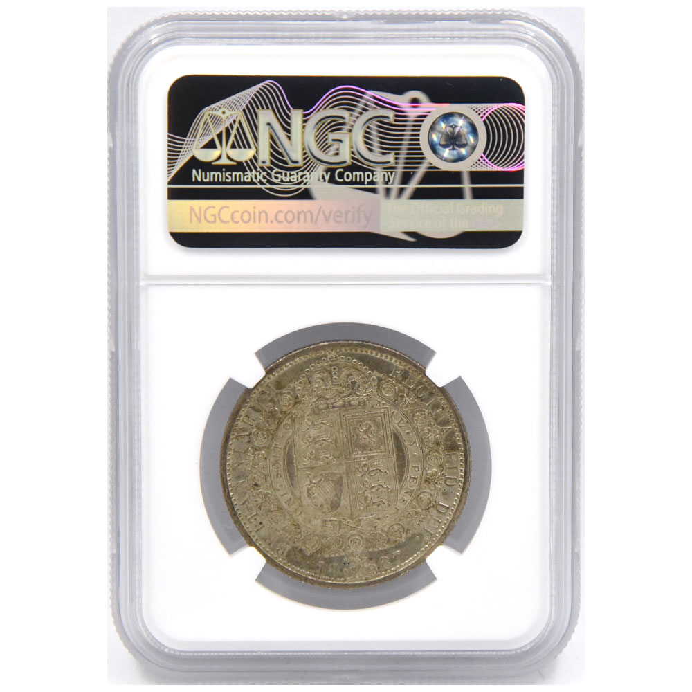 イギリス 1887 ヴィクトリア ハーフクラウン 銀貨 NGC MS 64