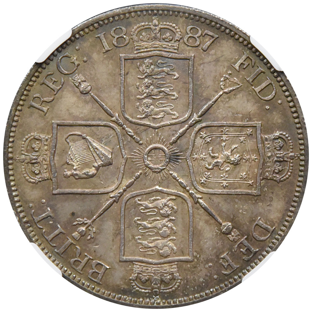 イギリス 1887 ヴィクトリア 4シリング 銀貨 NGC MS 64 ジュビリー