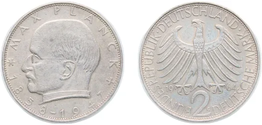 1966 G 2 Deutsche Mark (Max Planck) (XF) - Staatliche Münze Baden