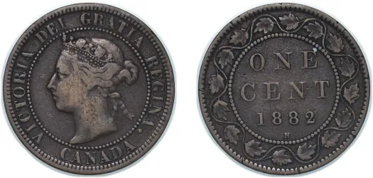 1865 1 Cent - Victoria (VF) - Royal Mint (Tower Hill) - Canada