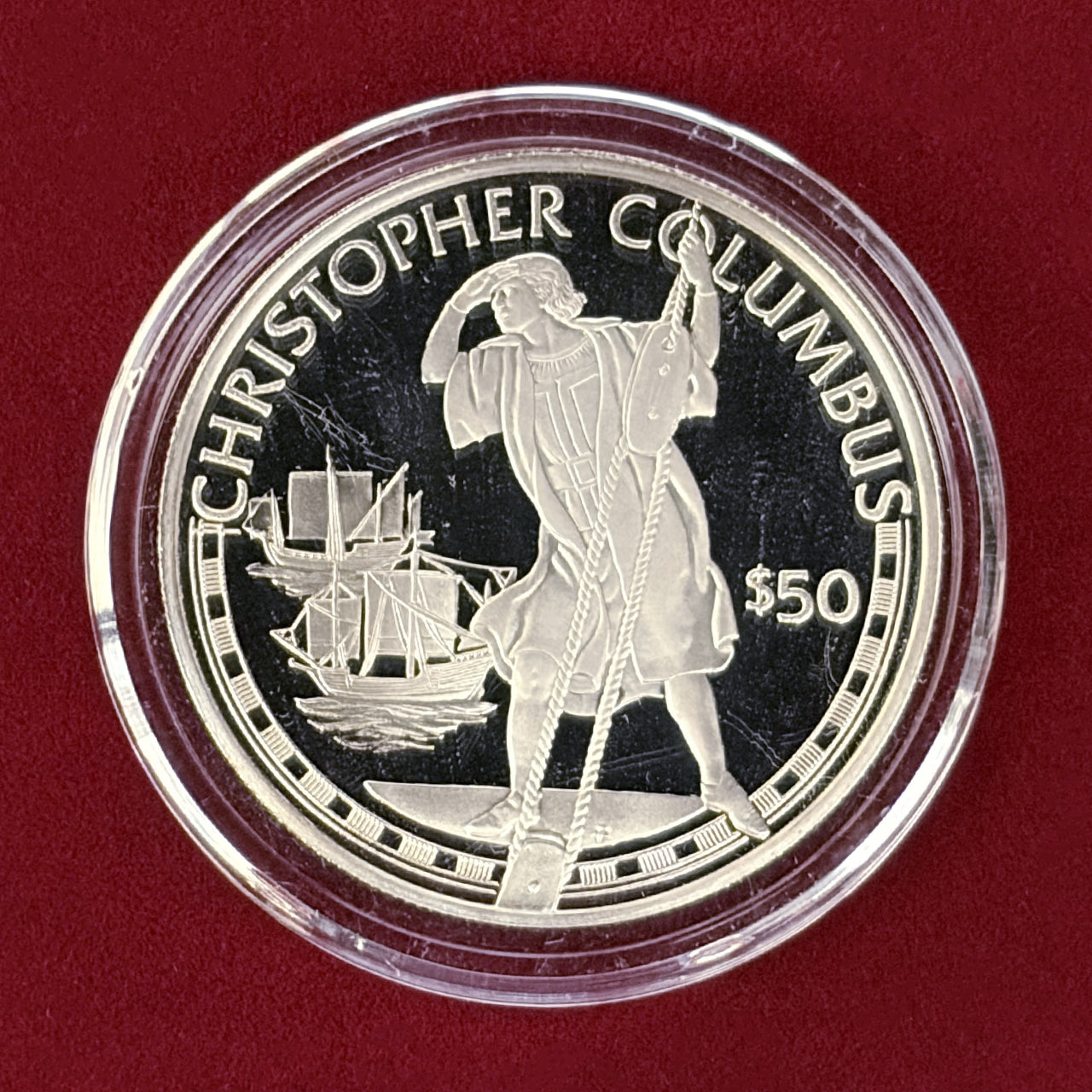 クック諸島】クリストファー・コロンブス 50ドル 銀貨 プルーフ 1988