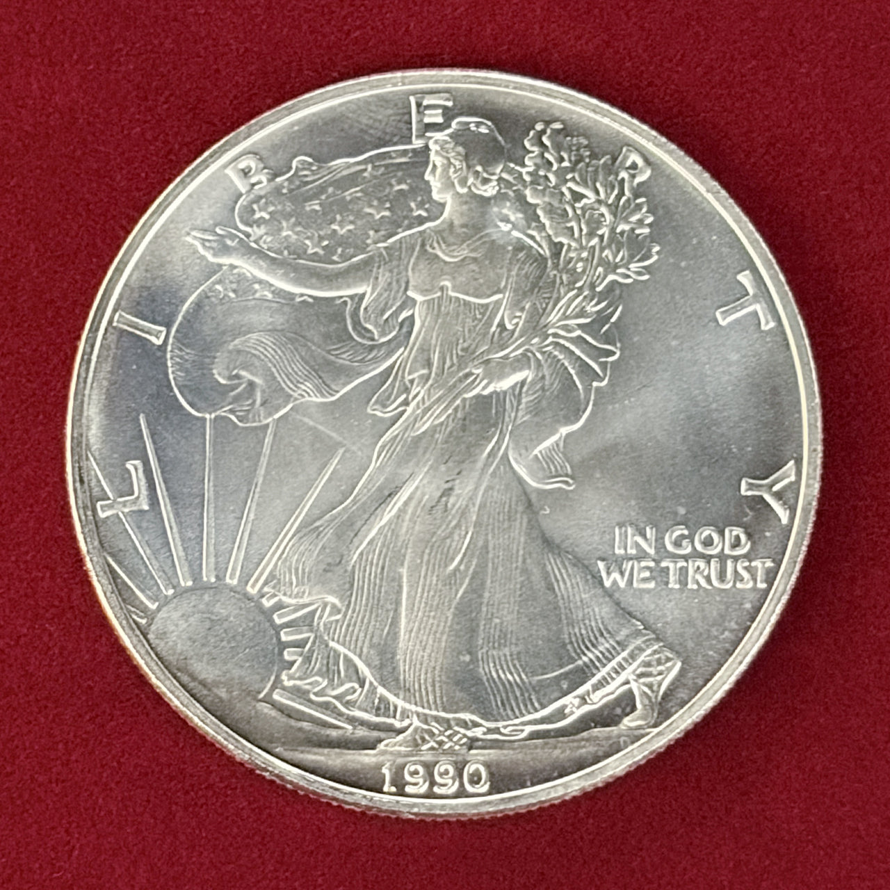 アメリカ】アメリカンシルバーイーグルダラー 1ドル 銀貨 1990［B