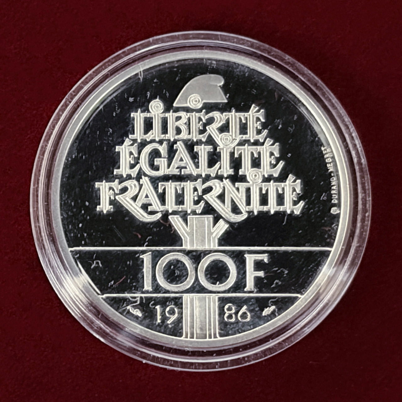 フランス】自由の女神像100周年記念 100フラン 銀貨 プルーフ 1986［B