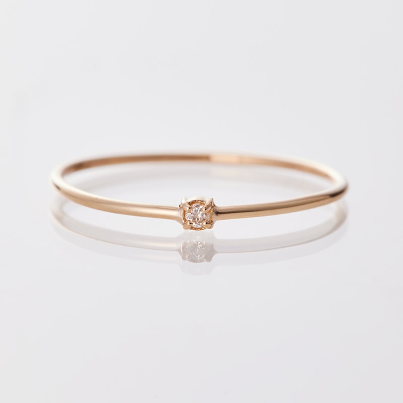 1月 誕生石】K10YG 1粒ガーネット誕生石リング / 誕生石ピンキーリング