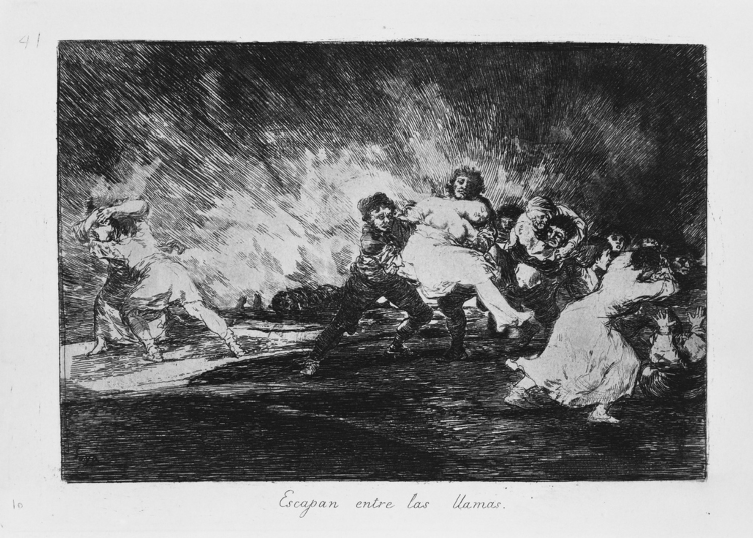 戦争の惨禍』：炎をくぐって逃げる|フランシスコ・ホセ・デ・ゴヤ・イ