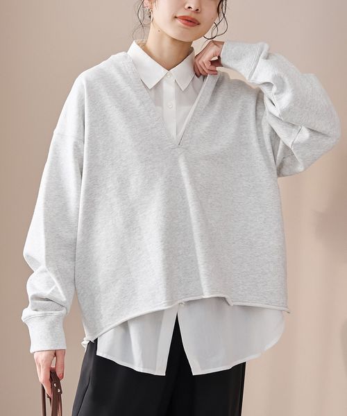 キーネック裏毛スウェット プルオーバー【インフルエンサー紹介アイテム】