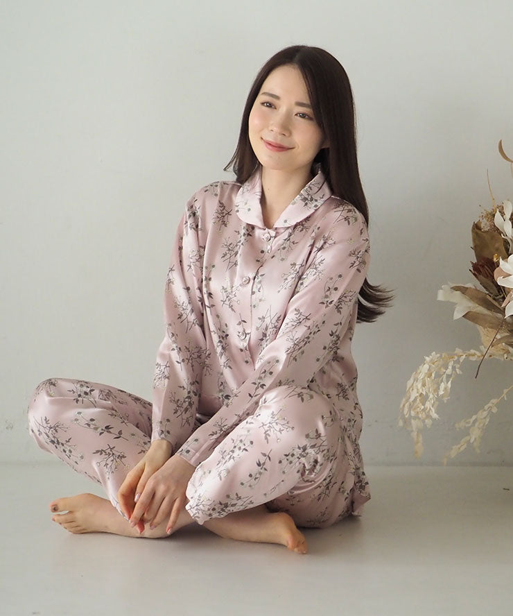 パジャマ シルク レディース 長袖 M L シルク100% 春 秋 冬 プレゼント