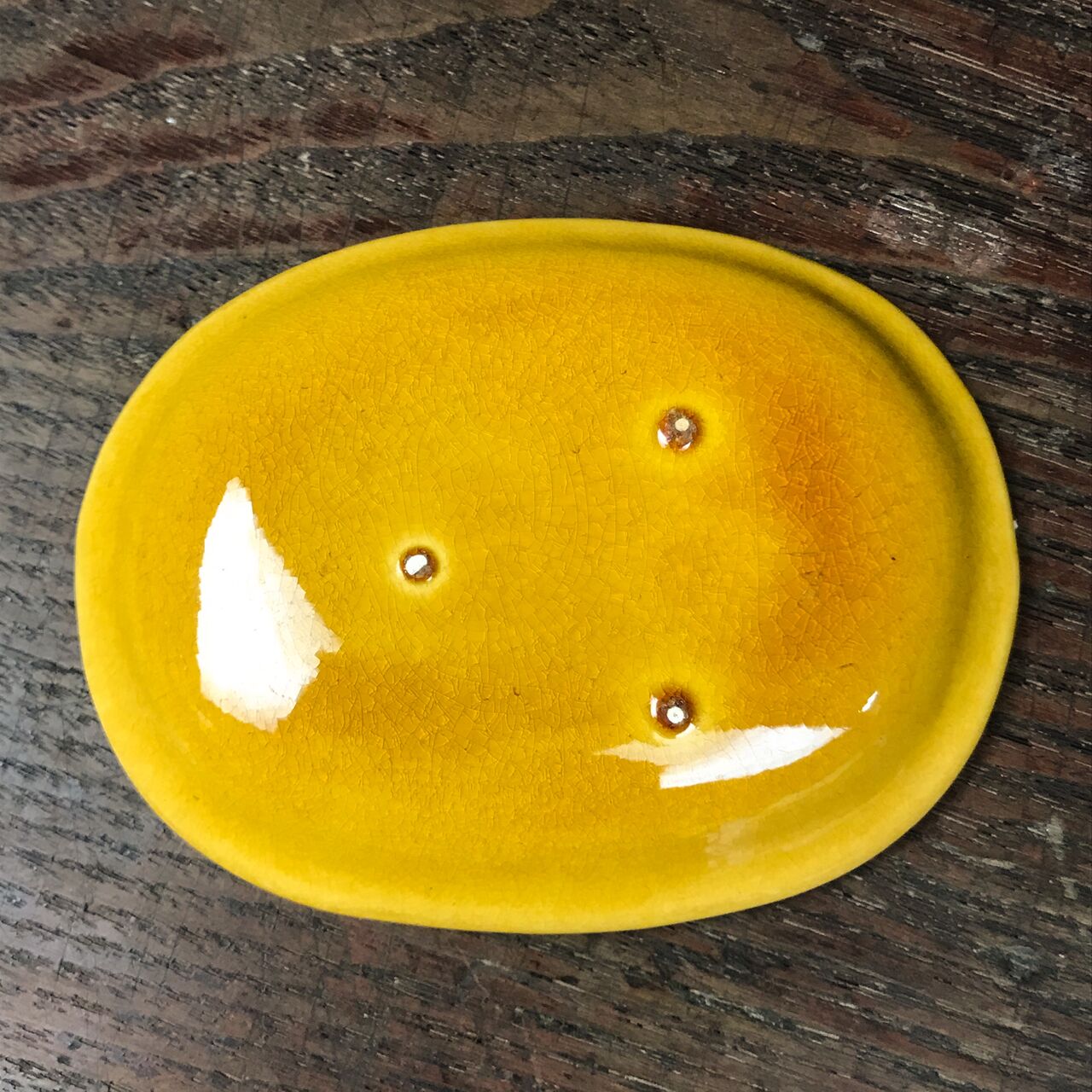 陶磁器 :: 珉平・淡路焼 小判型 龍紋 黄色小皿 5枚 | COTTOU.JP 骨董の