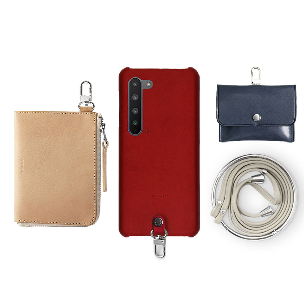 本革 栃木レザー 4点セットC ミニウォレット イヤホンケース