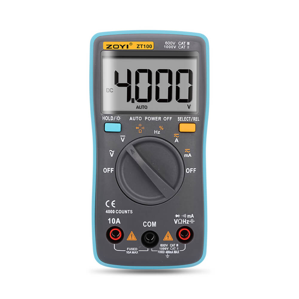 Widescreen palm size digital multimeter with 200μF Capacitance