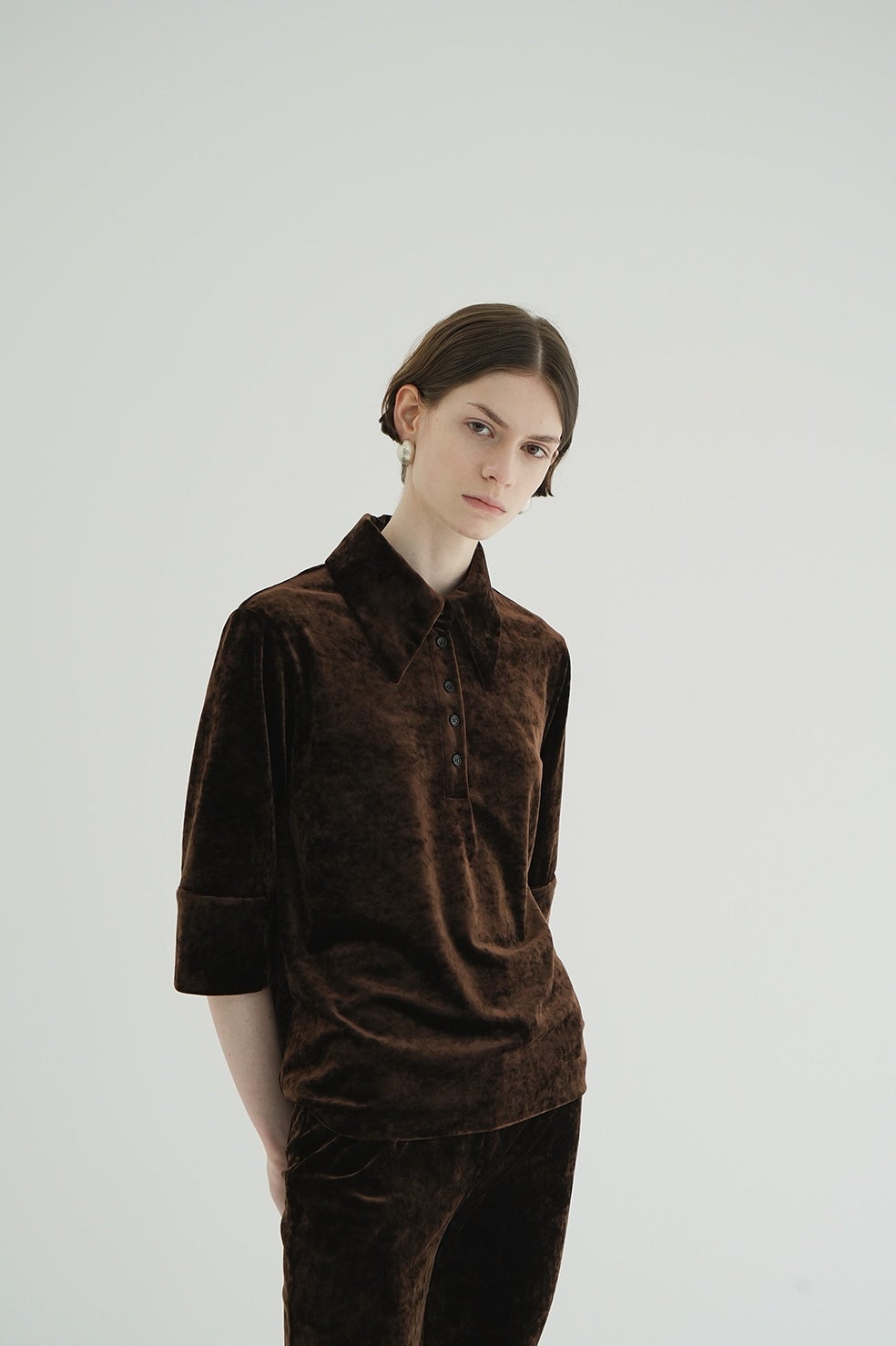 CRUSHED VELOUR POLO TOPS｜TOPS(トップス)｜CLANE OFFICIAL ONLINE STORE