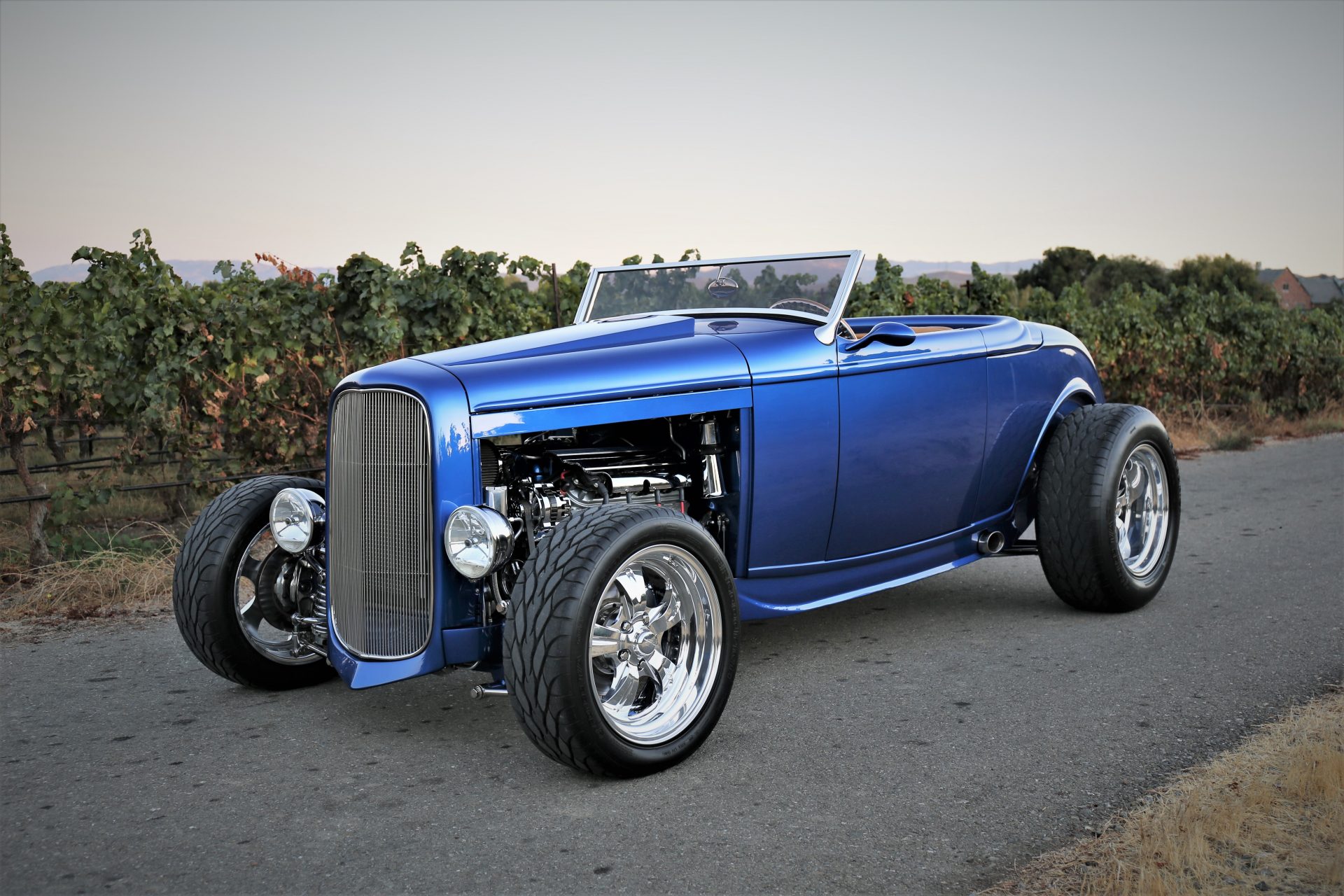 Electric Blue 1932 Ford Highboy Roadster, Tan Leather Interior